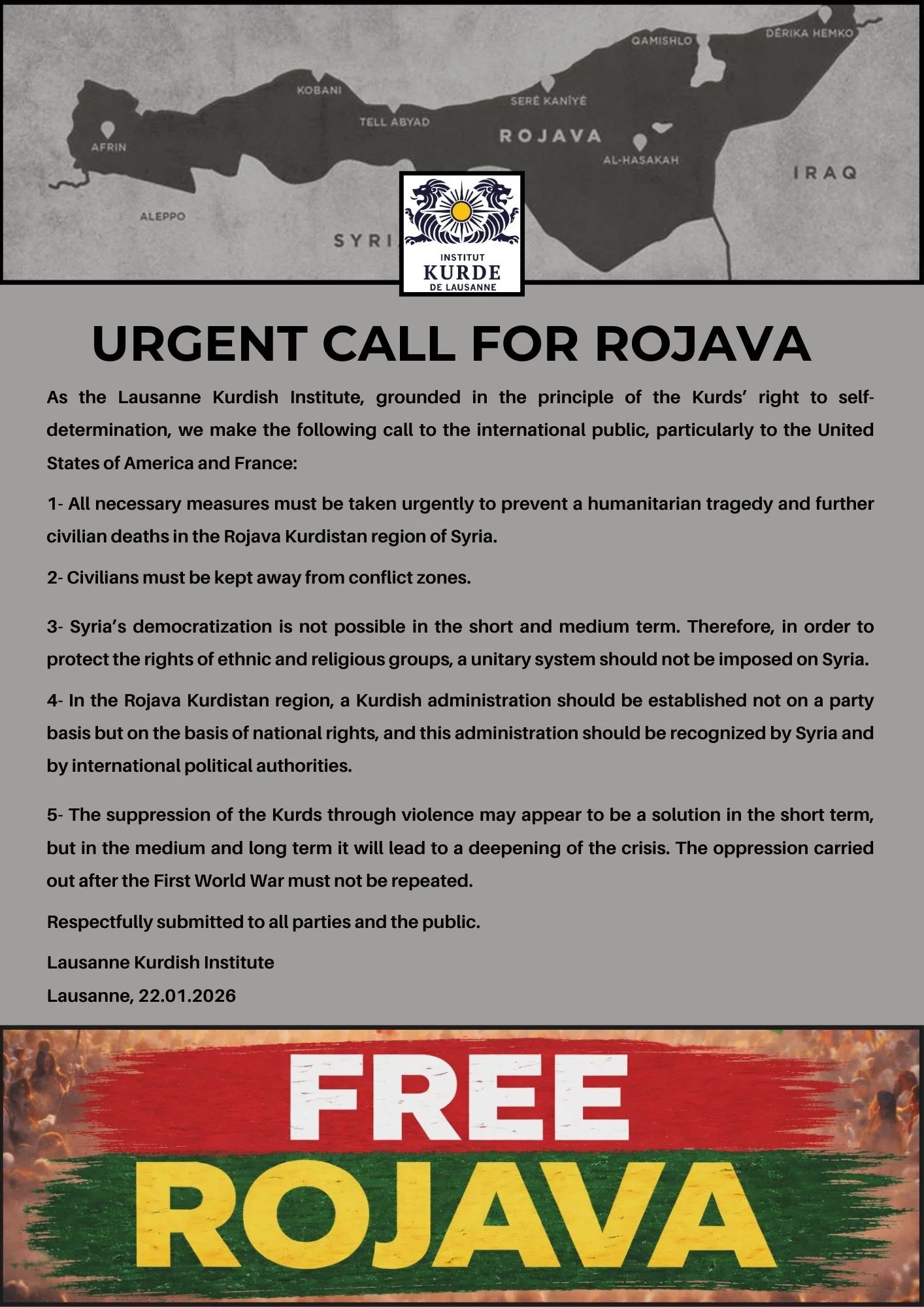 Urgent Call for Rojava