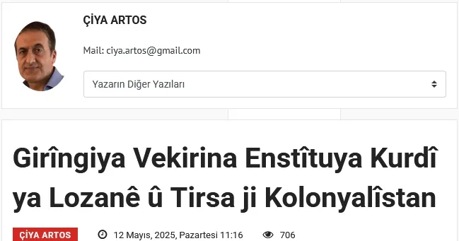 Girîngiya Vekirina Enstîtuya Kurdî Ya Lozanê Û Tirsa Ji Kolonyalîstan