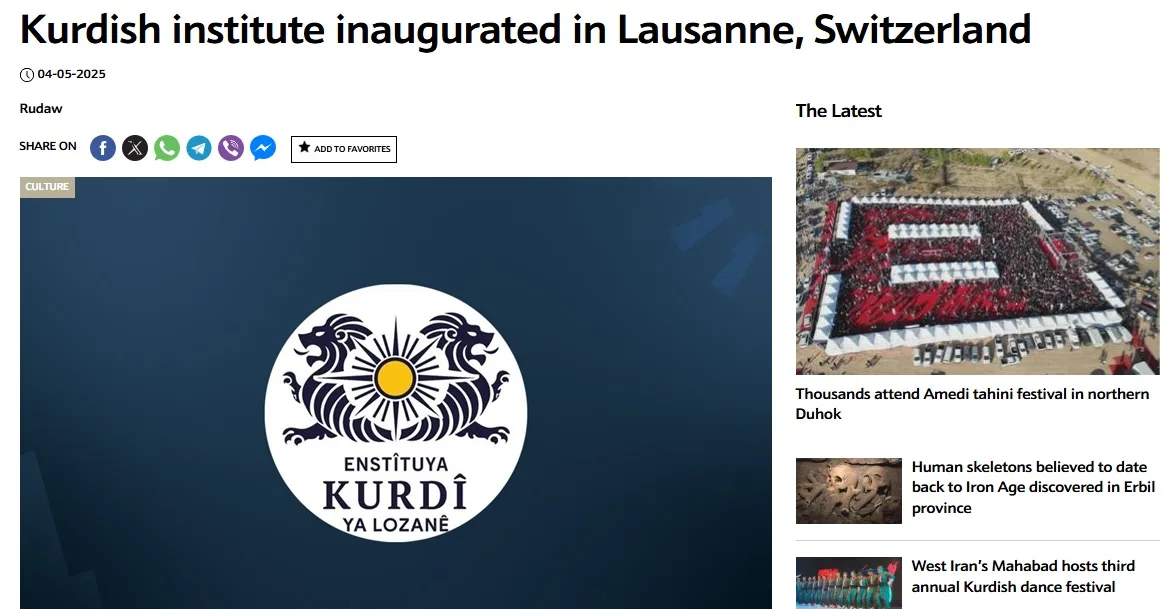 Kurdish Institute Inaugurated in Lausanne, Switzerland