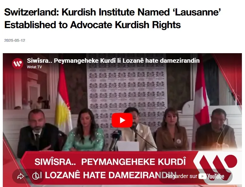 Switzerland: Kurdish Institute Named ‘lausanne’ Established to Advocate Kurdish Rights
